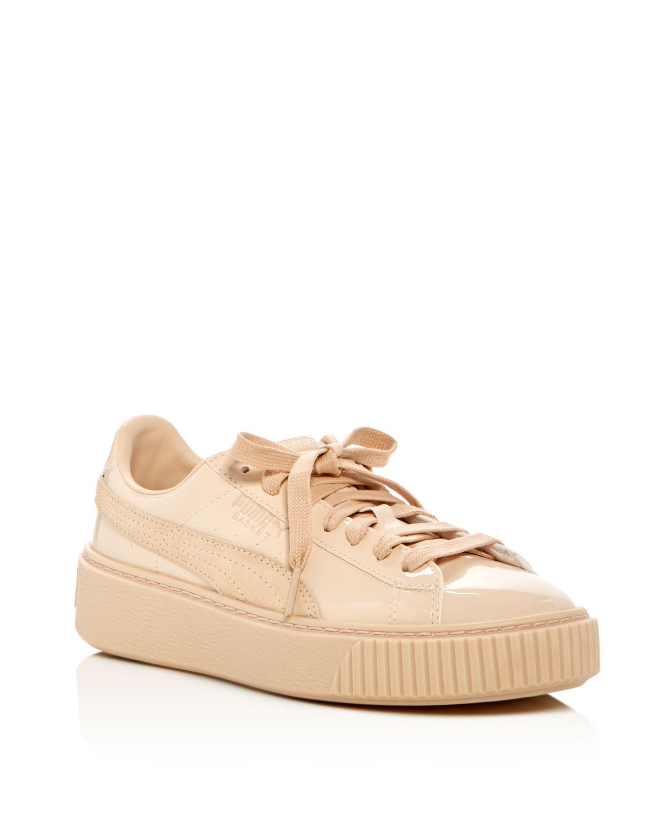 puma basket platform patent beige puma basket platform patent beige